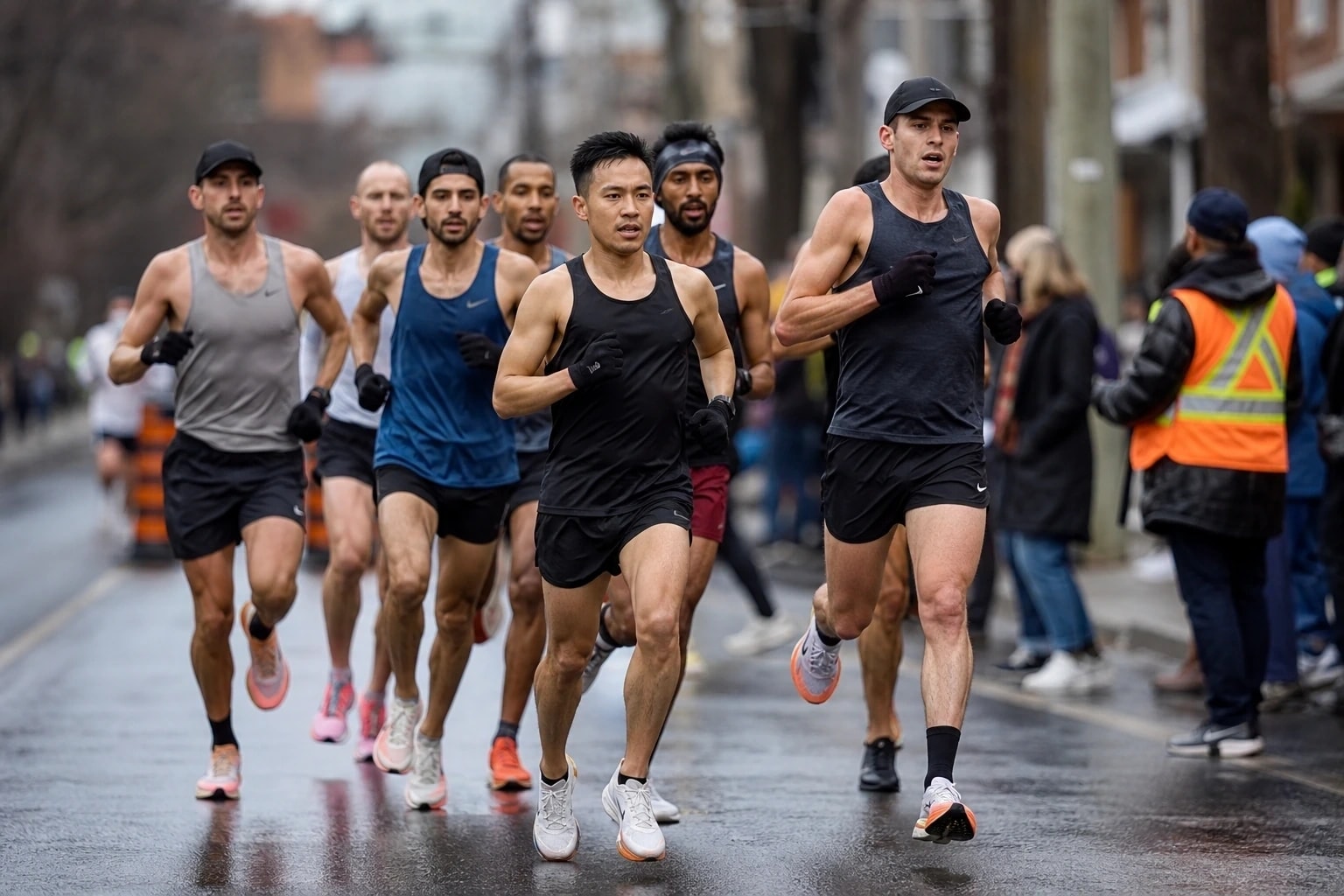 Athlètes de Course sur route en pleine action
