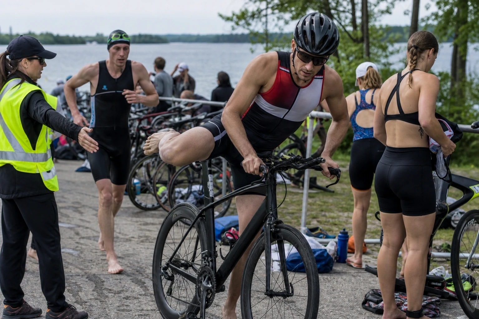 Athlètes de Triathlon en pleine action
