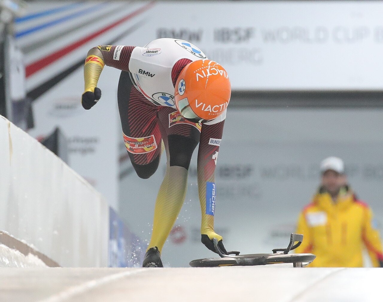 Athlètes de Skeleton en pleine action