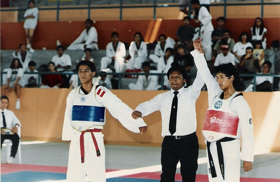 Athlètes de Taekwondo en pleine action