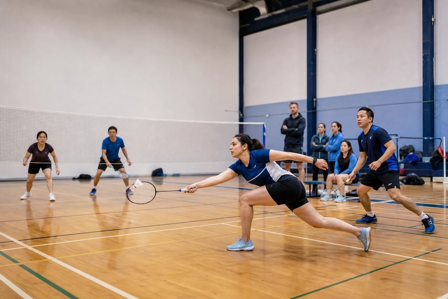 Athlètes de Badminton en pleine action