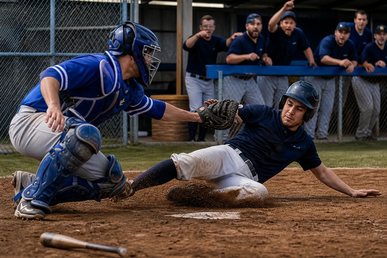 Athlètes de Baseball en pleine action