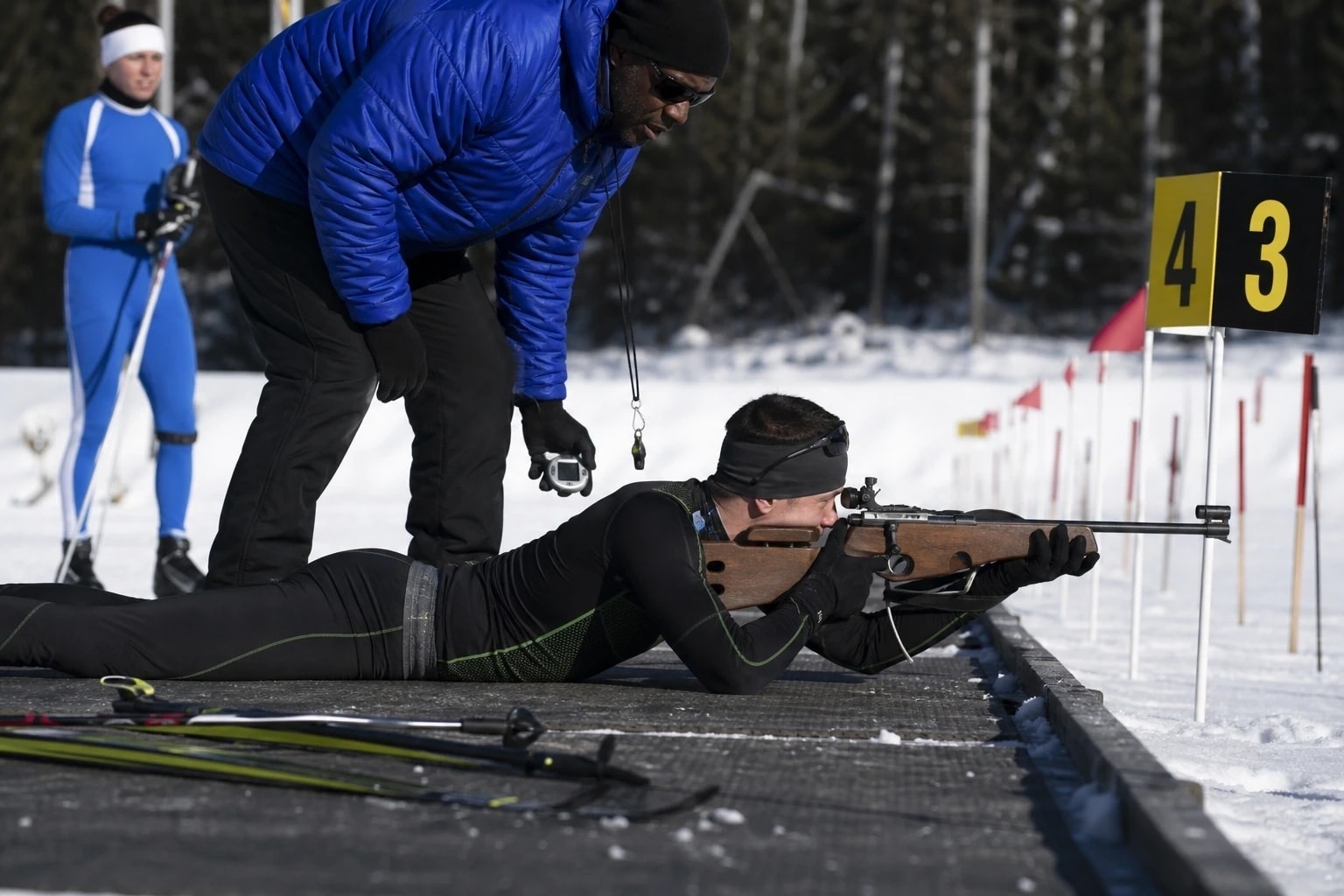 Athlètes de Biathlon en pleine action