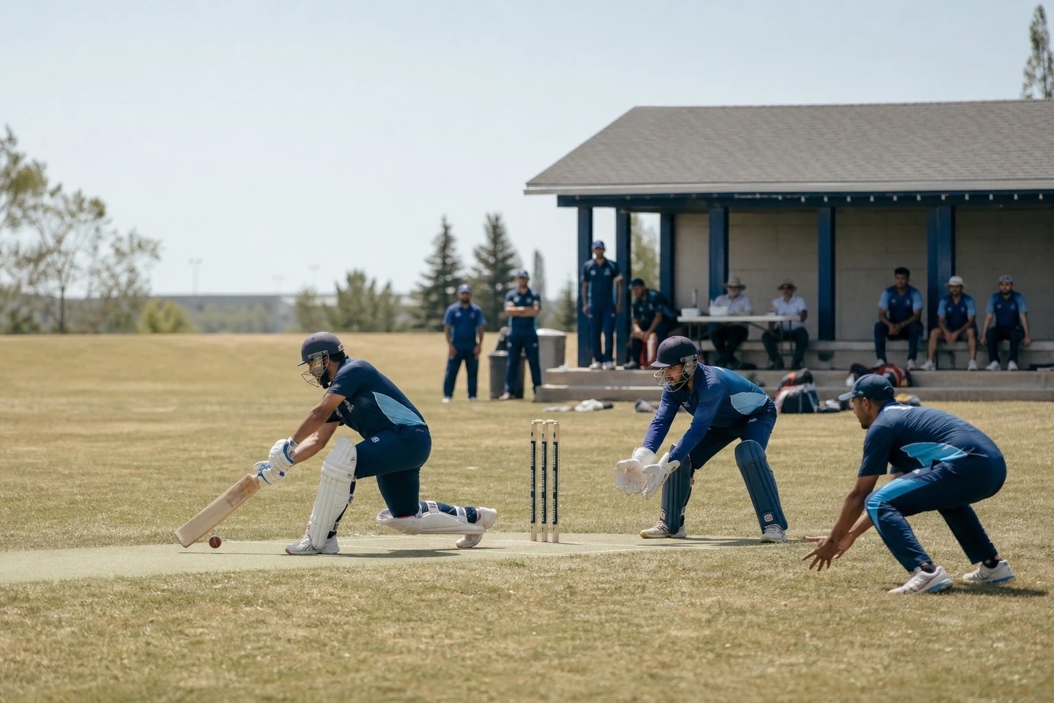 Athlètes de Cricket en pleine action