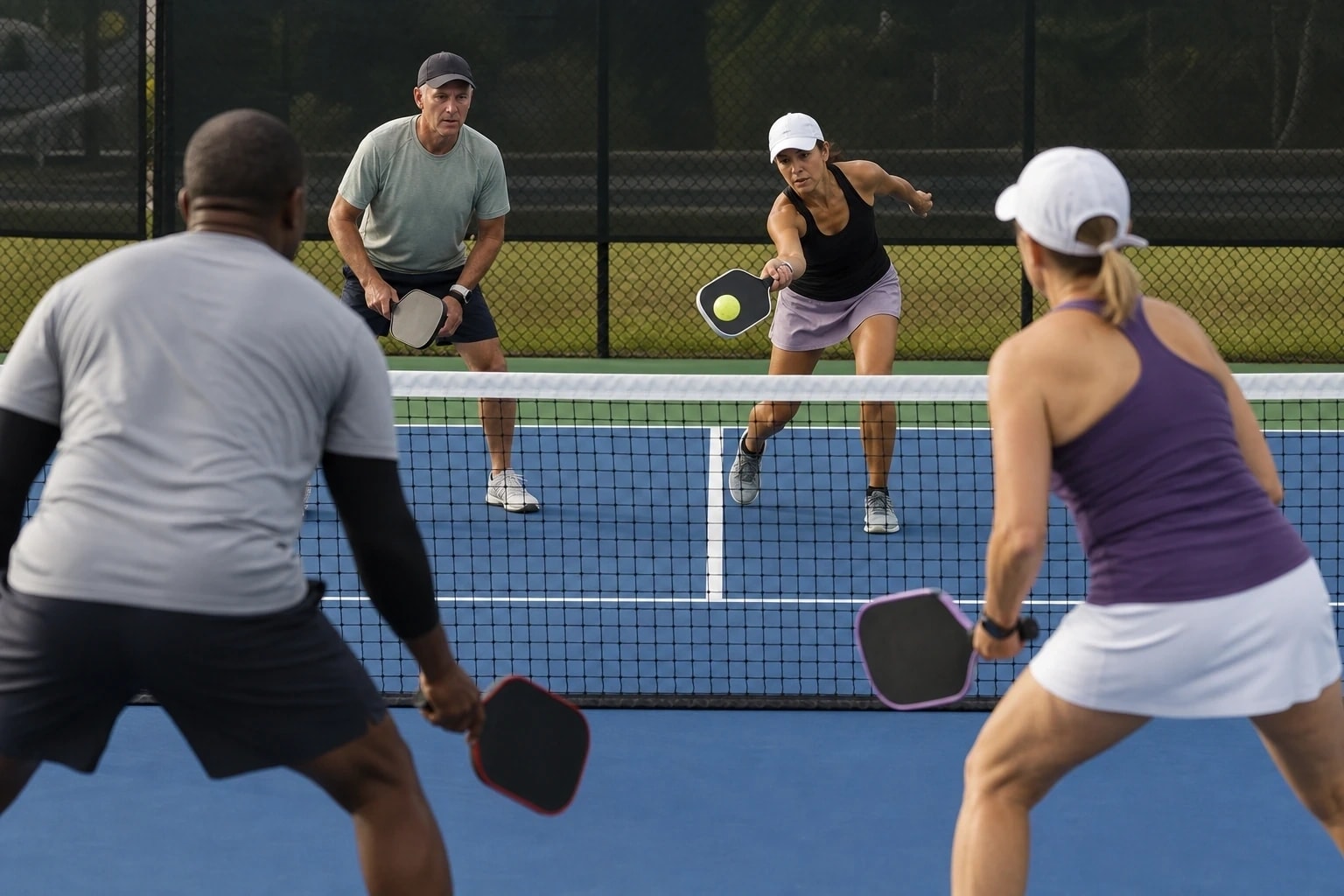 Athlètes de Pickleball en pleine action